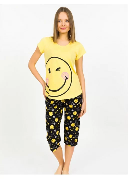 Pijama capri dama Smiley Face