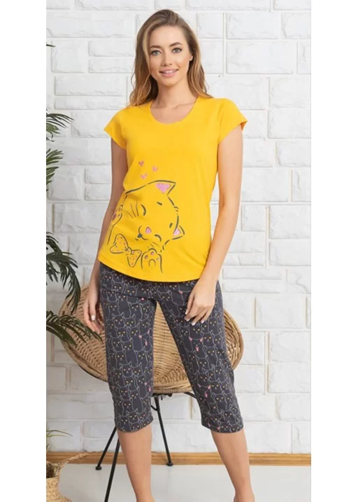 Pijama capri dama Meow