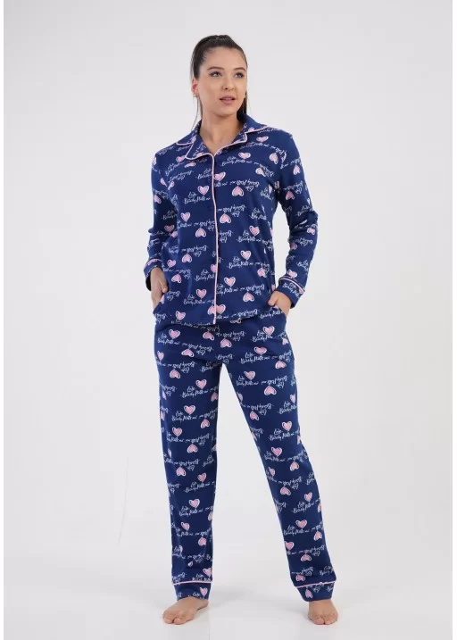 Pijama interlok cu nasturi Beverly Hills