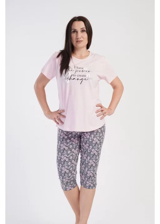 Pijama bumbac capri marimi mari Girl Power