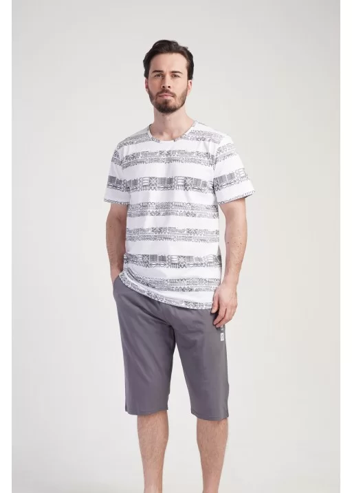Pijama bumbac bermuda barbati Basic