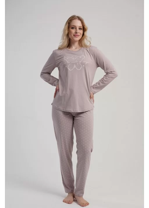 Pijama bumbac dama Cream